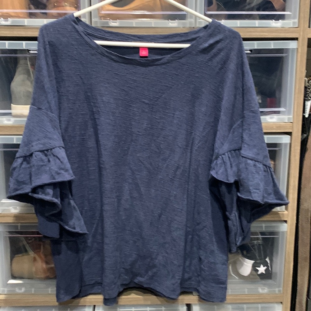 Vince Camuto blue shirt. Has flutter sleeved. Very soft
